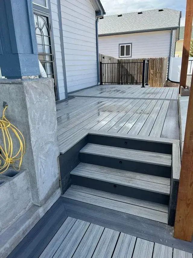 Composite deck outdoor living area