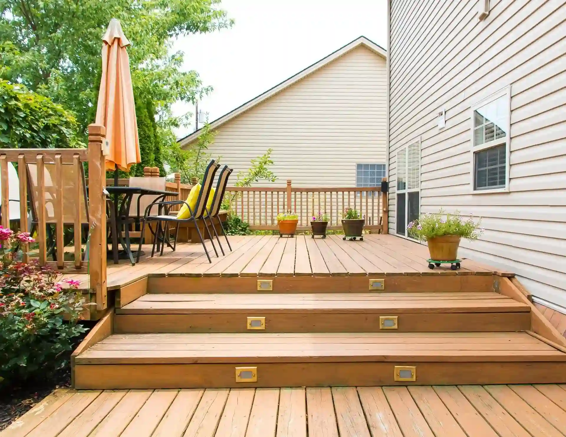 Traditional wood outdoor deck
